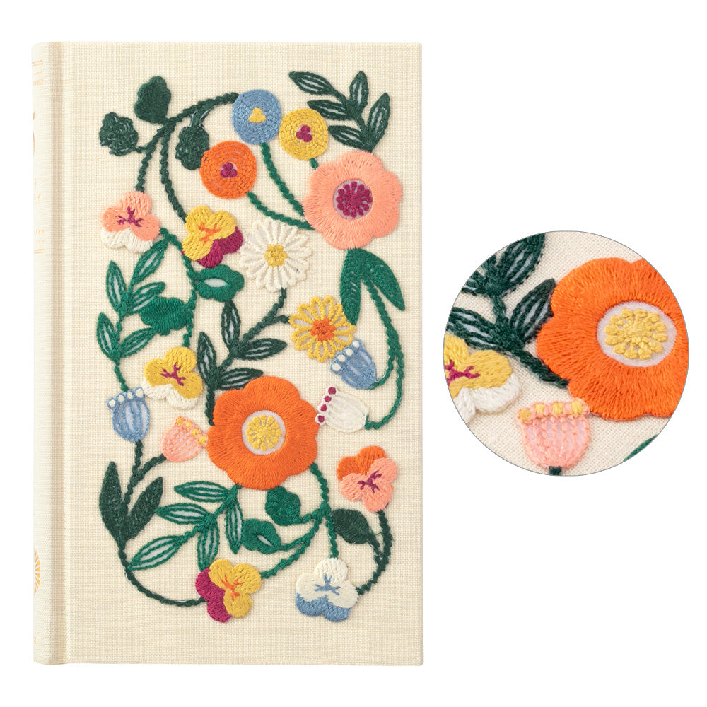 5-Year Diary Embroidery Flower Beige