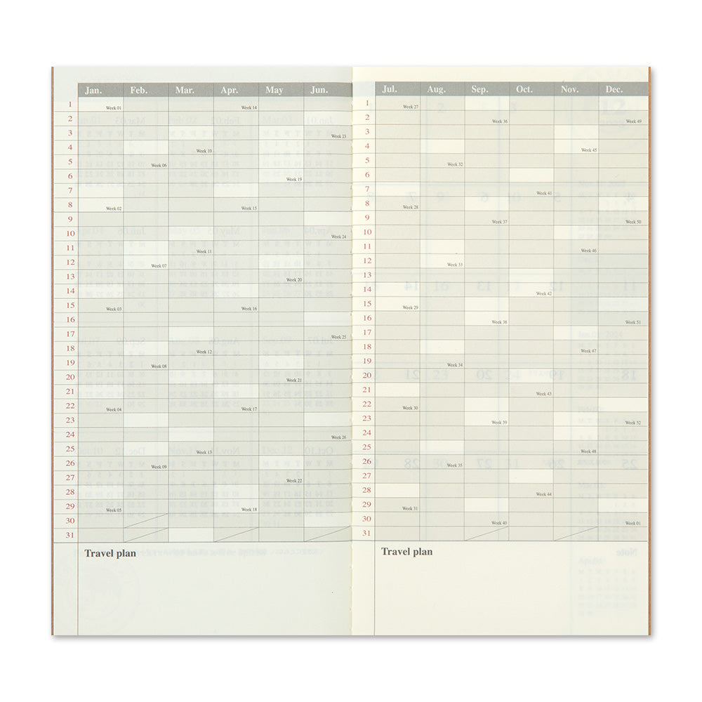 Traveler's Notebook 2024 Monthly Refill- Regular