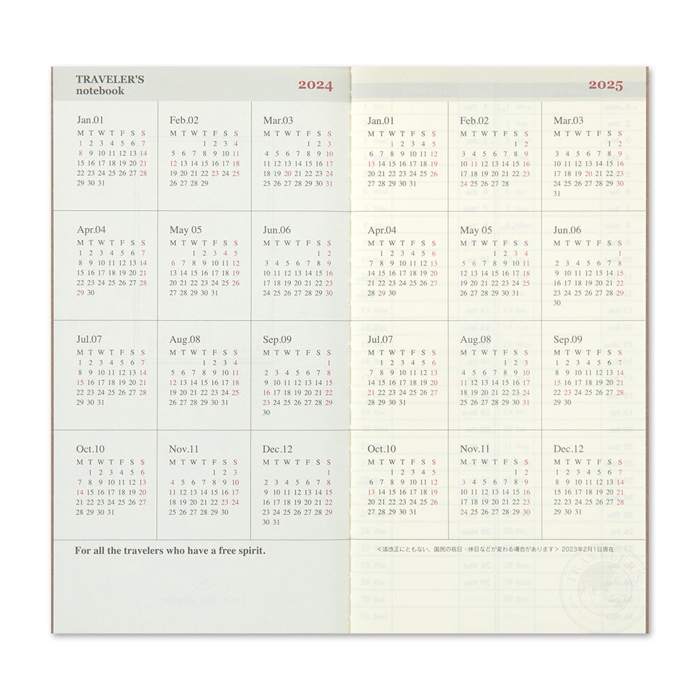 Traveler's Notebook 2024 Weekly with Memo Refill- Regular