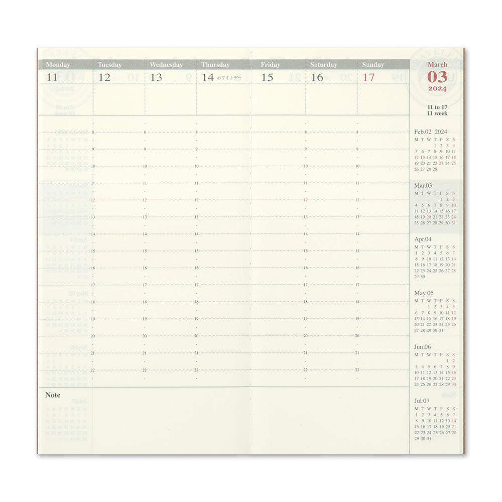 Traveler's Notebook 2024 Weekly Vertical Refill- Regular