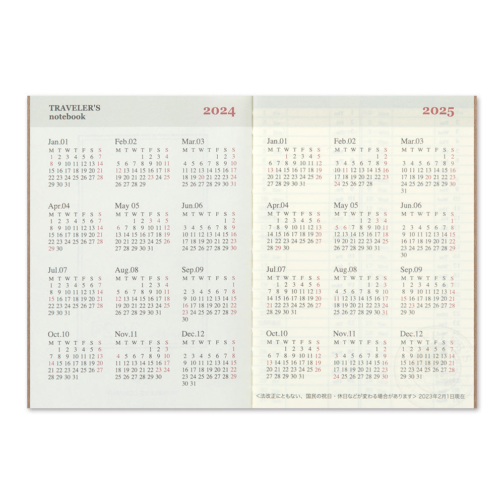 Traveler's Notebook 2024 Weekly Refill- Passport