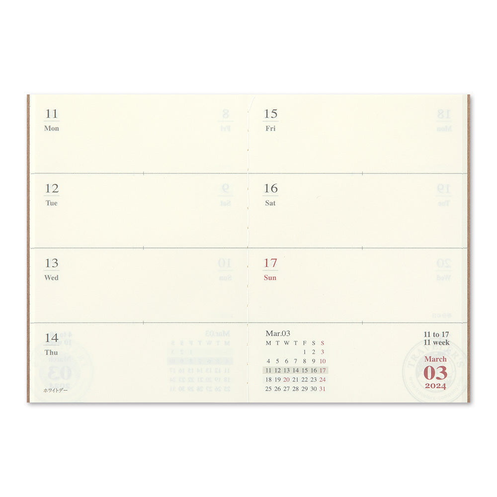 Traveler's Notebook 2024 Weekly Refill- Passport