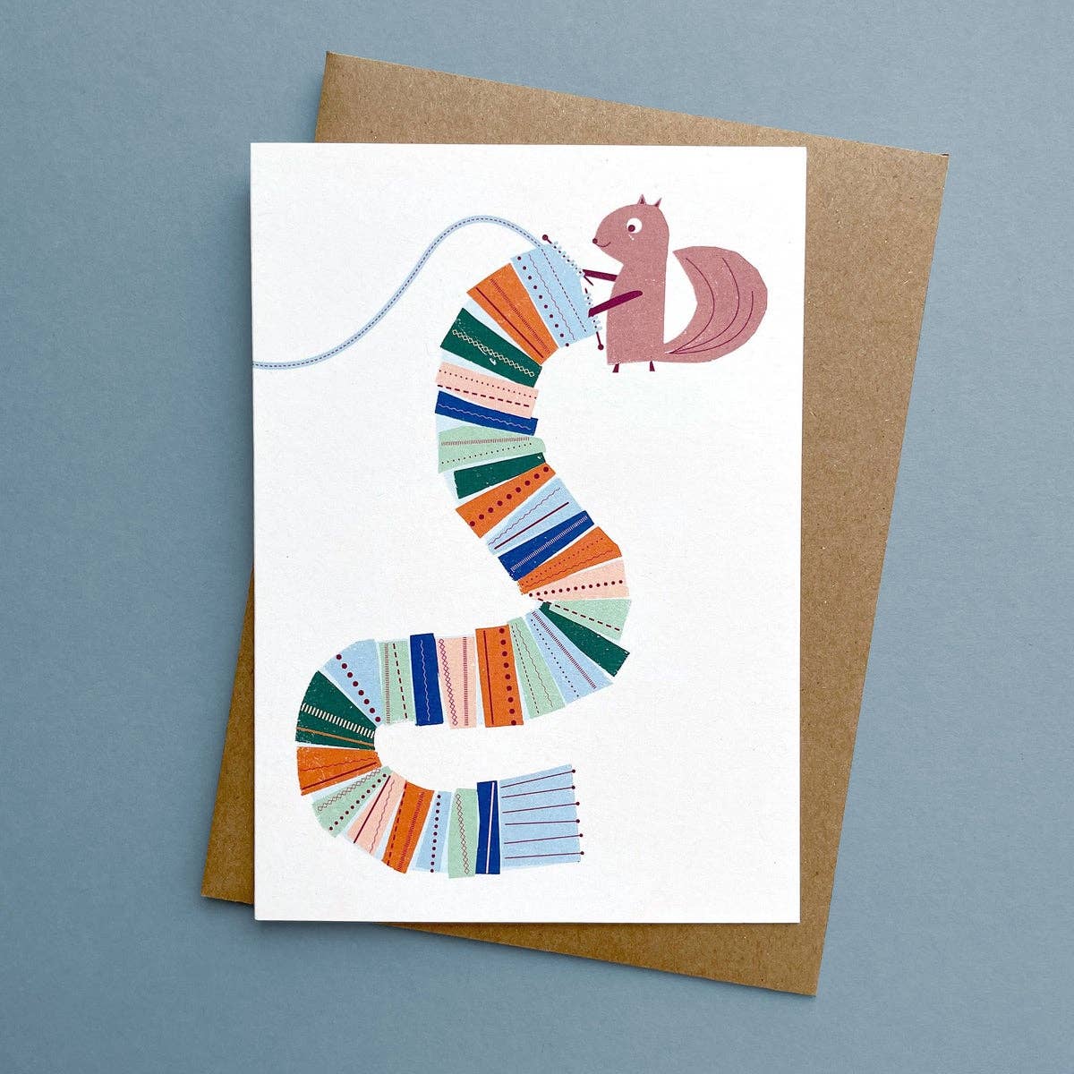Greeting Card Knitting Squirrel