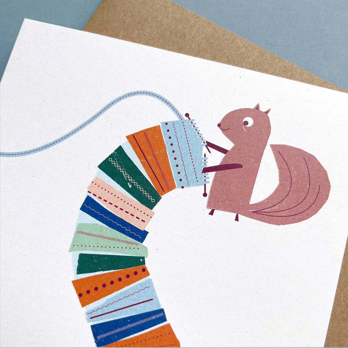 Greeting Card Knitting Squirrel