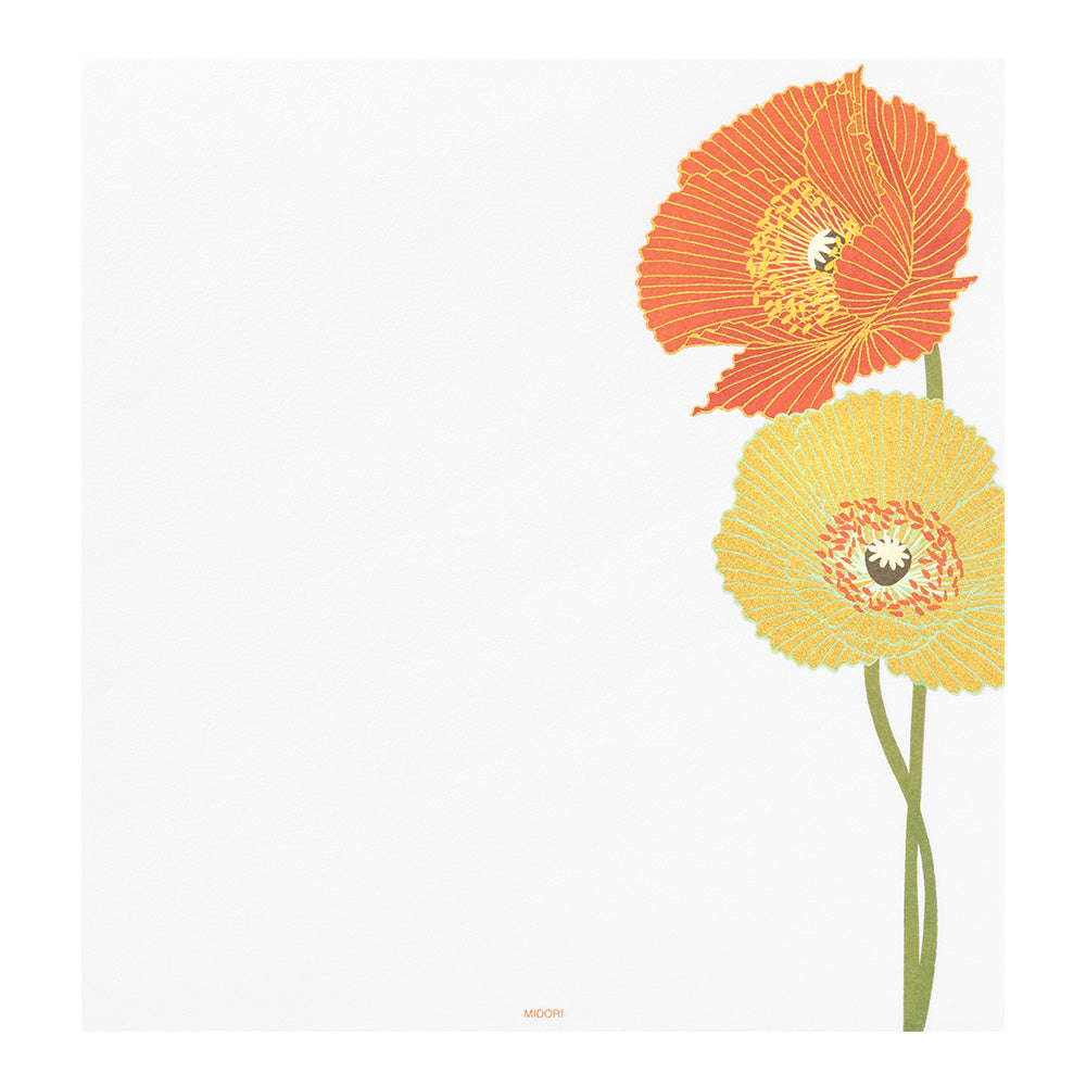 Midori Letter Pad 131 Silk-Printing Poppy S2