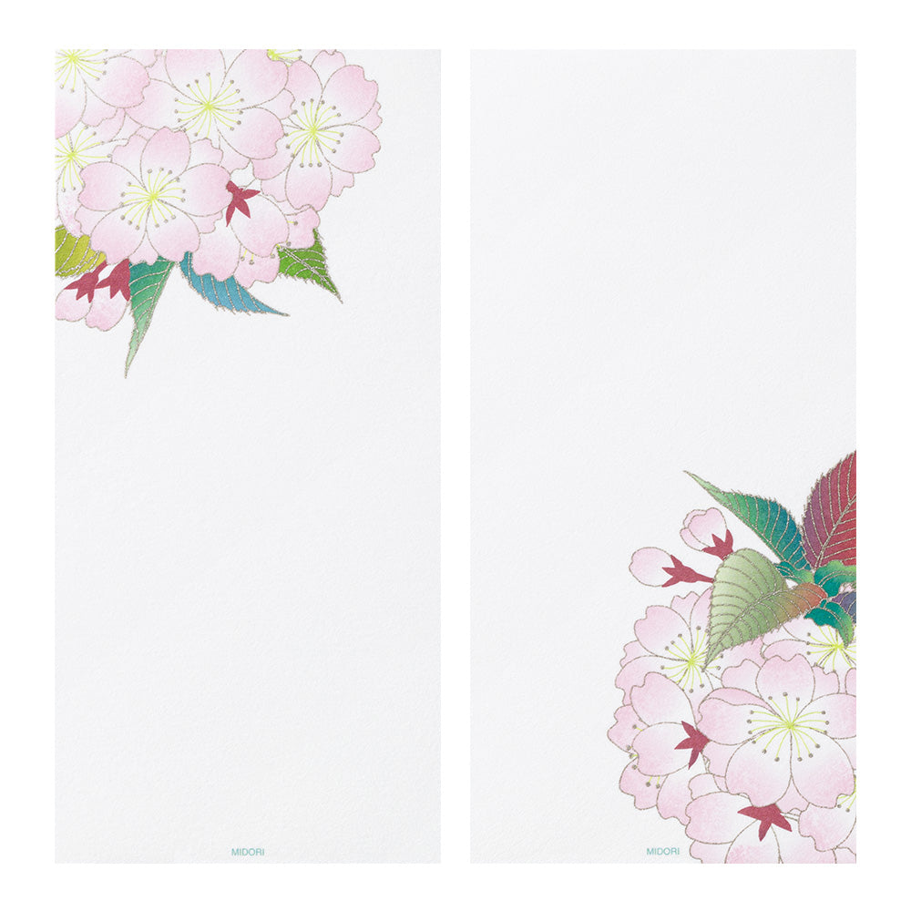 Midori Message Letter Pad 583 Silk-Printing Ball-Shaped Cherry Blossom