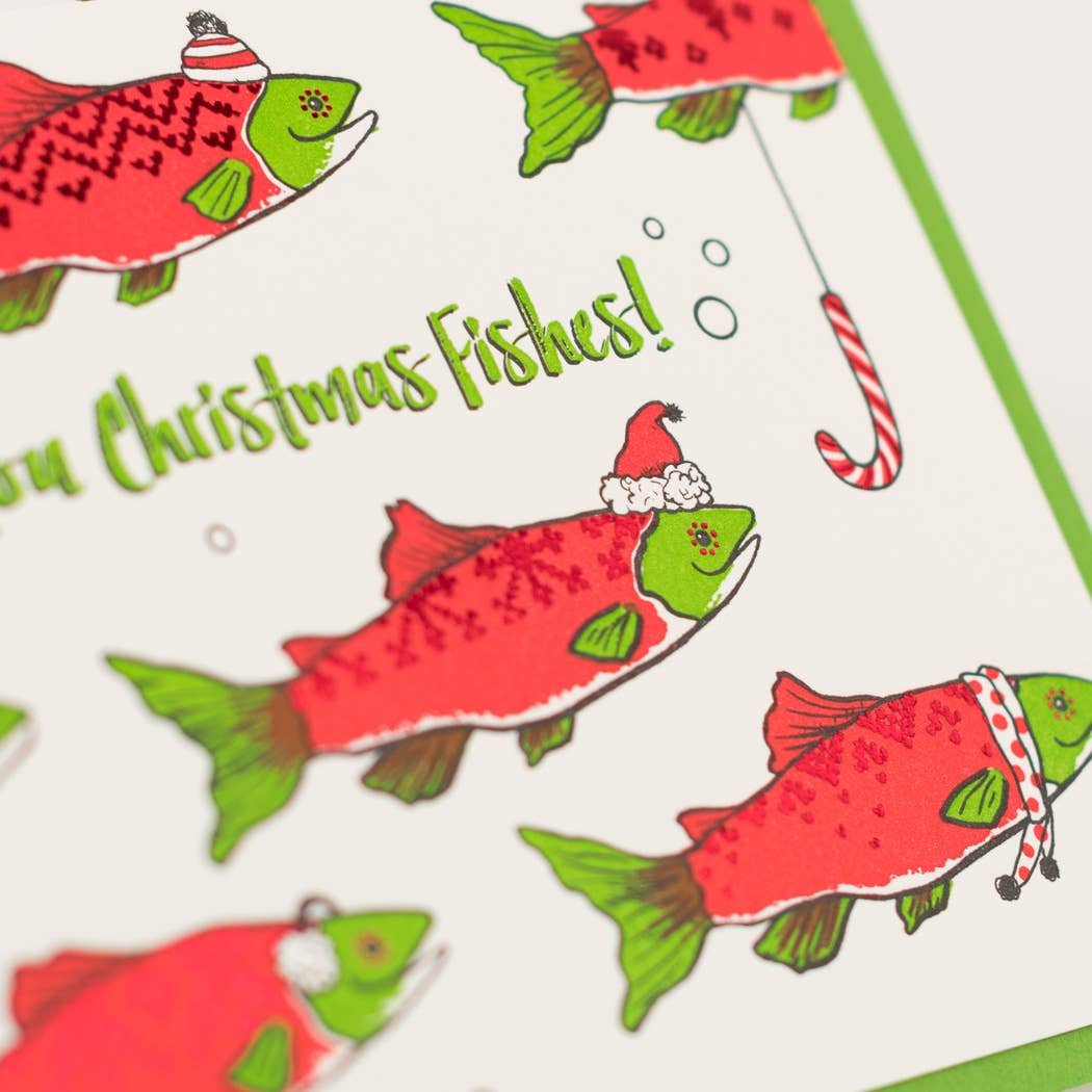 Christmas Fishes Card: Single Card