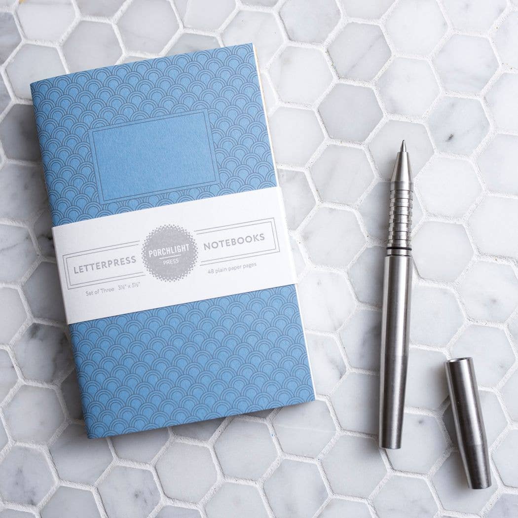 Set of 3 Pocket Letterpress Notebooks - Geometric