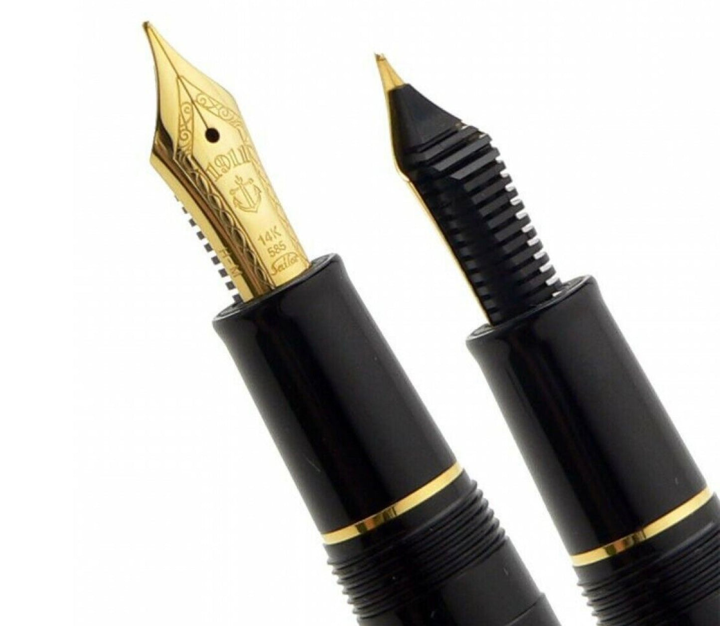 Sailor Professional Gear Slim Fountain Pen - Black with Gold Trim 14K Nib