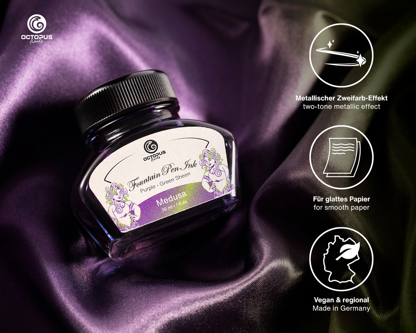 Octopus Fluids Sheen Fountain Pen Ink - Medusa