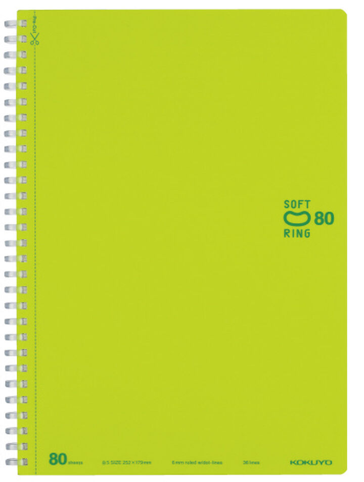 KOKUYO Semi B5 Notebook Soft Ring Dot Ruled Line - Light Green