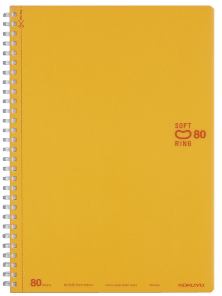 KOKUYO Semi B5 Notebook Soft Ring Dot Ruled Line - Yellow Orange