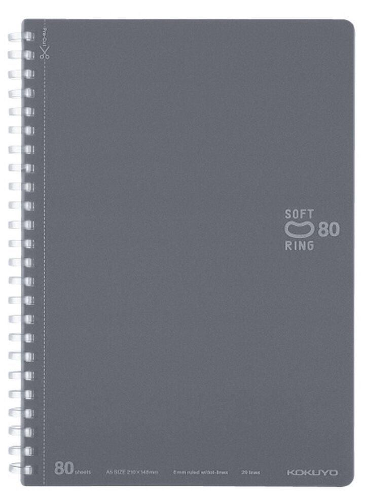 KOKUYO A5 Notebook Soft Ring Dot Ruled Line - Black