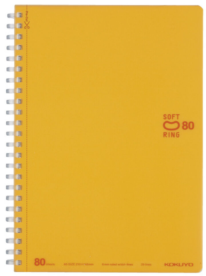 KOKUYO A5 Notebook Soft Ring Dot Ruled Line - Yellow Orange