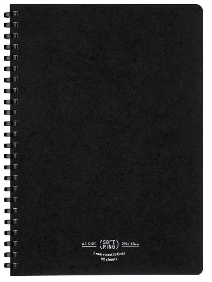 KOKUYO A5 Notebook Soft Ring Natural A Ruled - Black