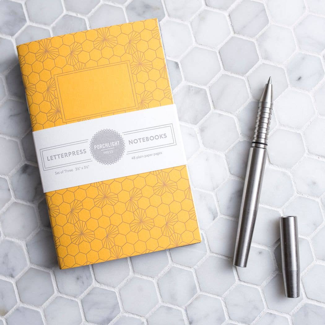 Set of 3 Pocket Letterpress Notebooks - Geometric