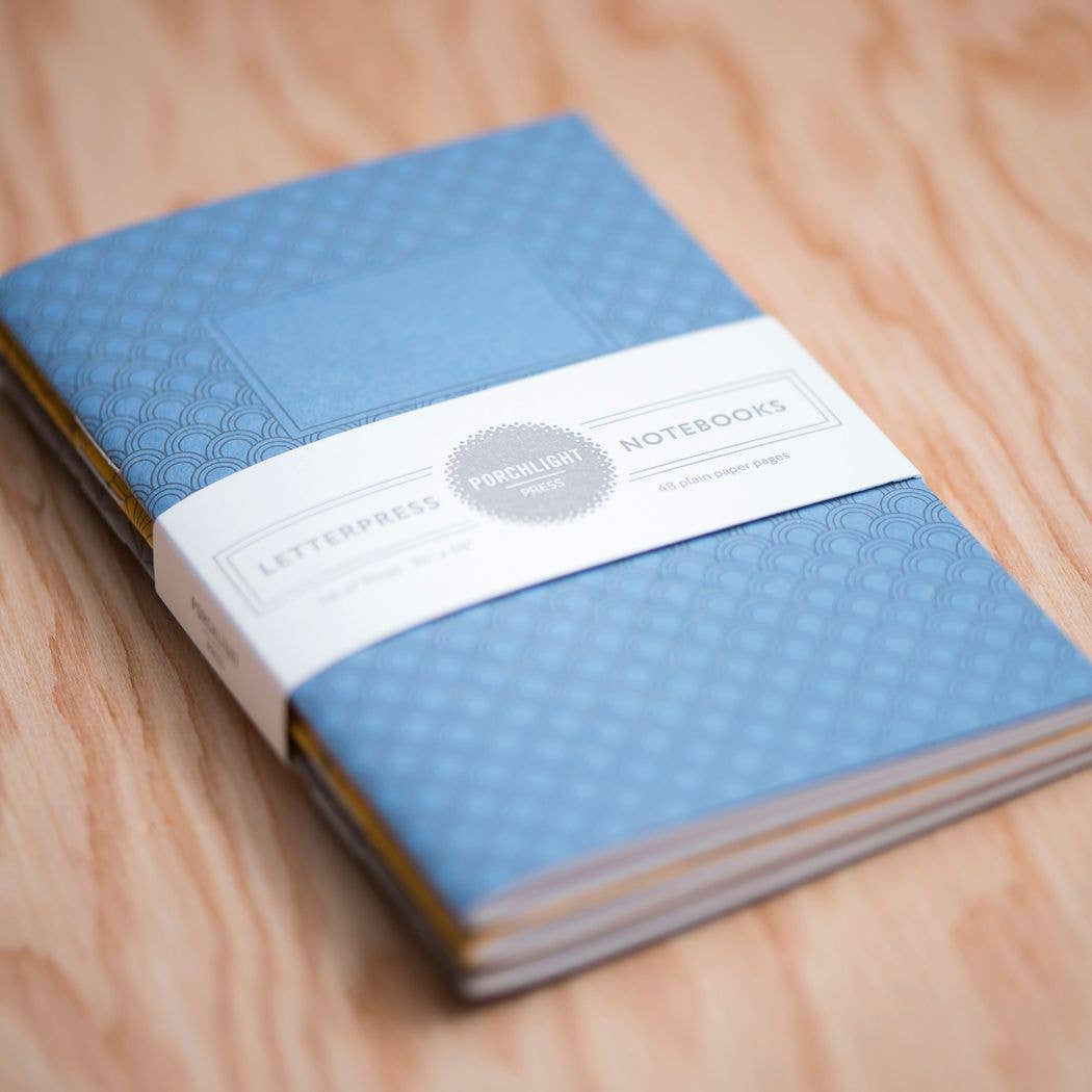 Set of 3 Pocket Letterpress Notebooks - Geometric