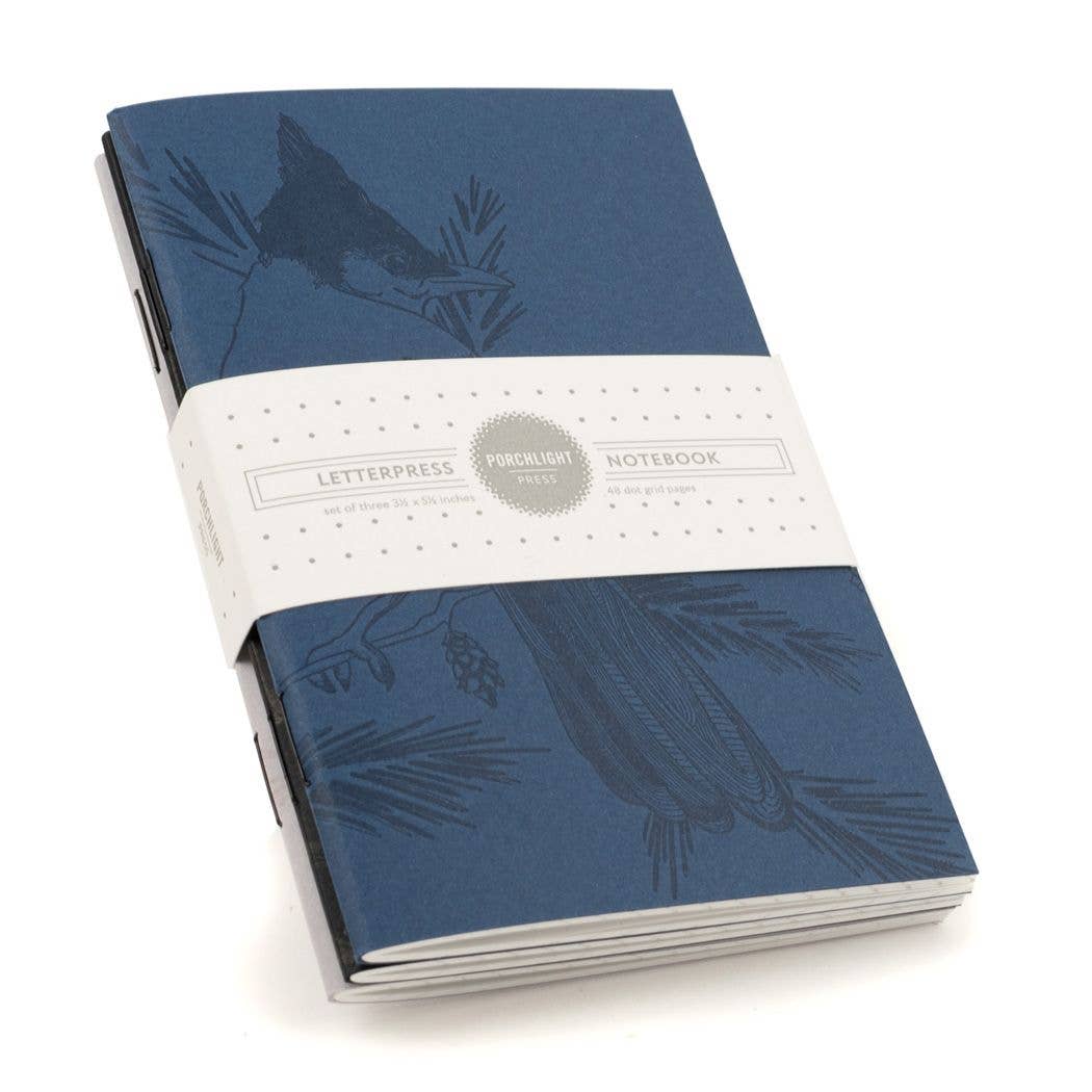 Monochromatic Birds - Pocket size Set of 3 Notebook: Dot Pages