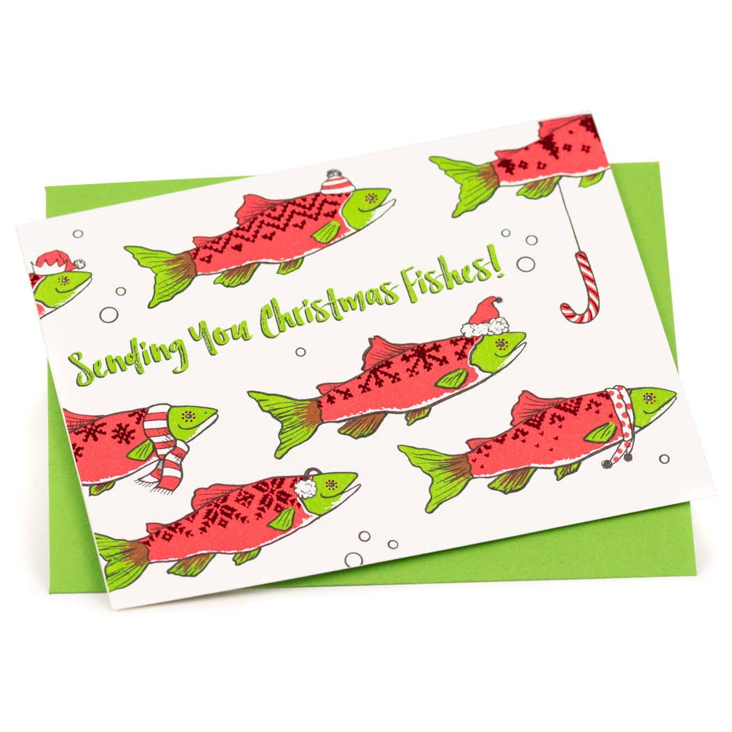 Christmas Fishes Card: Single Card