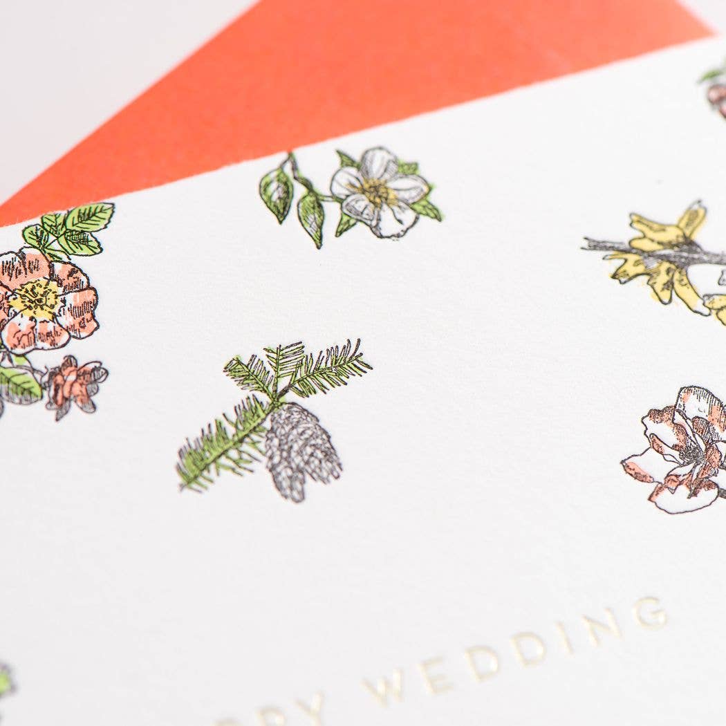 Happy Wedding Floral Card: Single Card