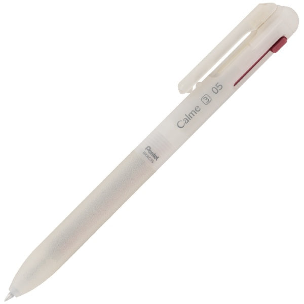 Pentel Calme Frosted Series 3 Colour 0.5mm Ballpoint Pen Black, Red, Blue - Frosted White