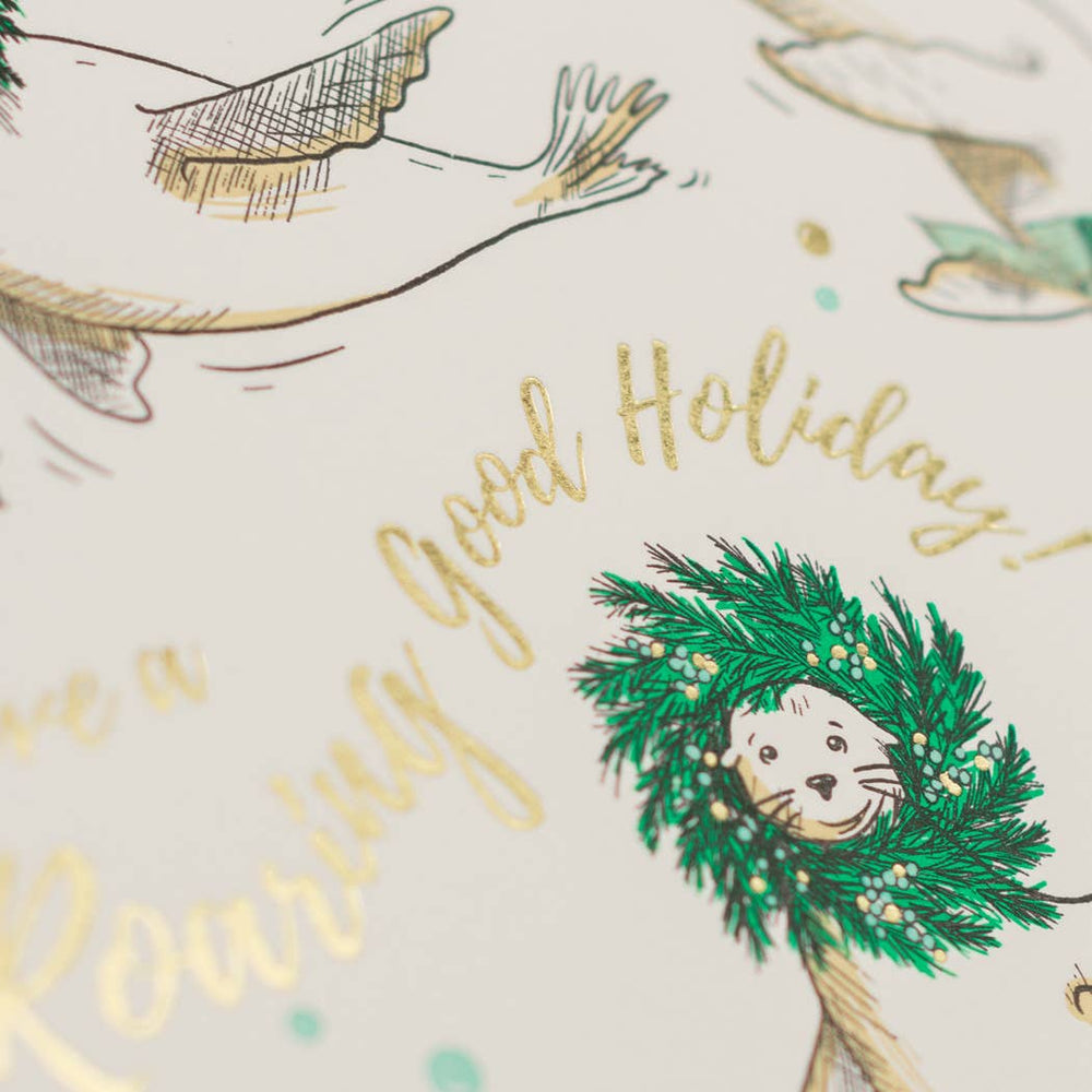 Holiday Roaring Sea Lions Card: Single Card