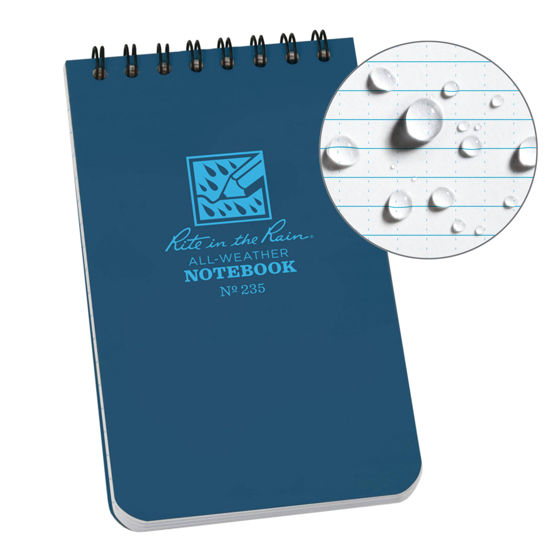 Rite in the Rain 3" x 5" Top Spiral Notebook - Blue