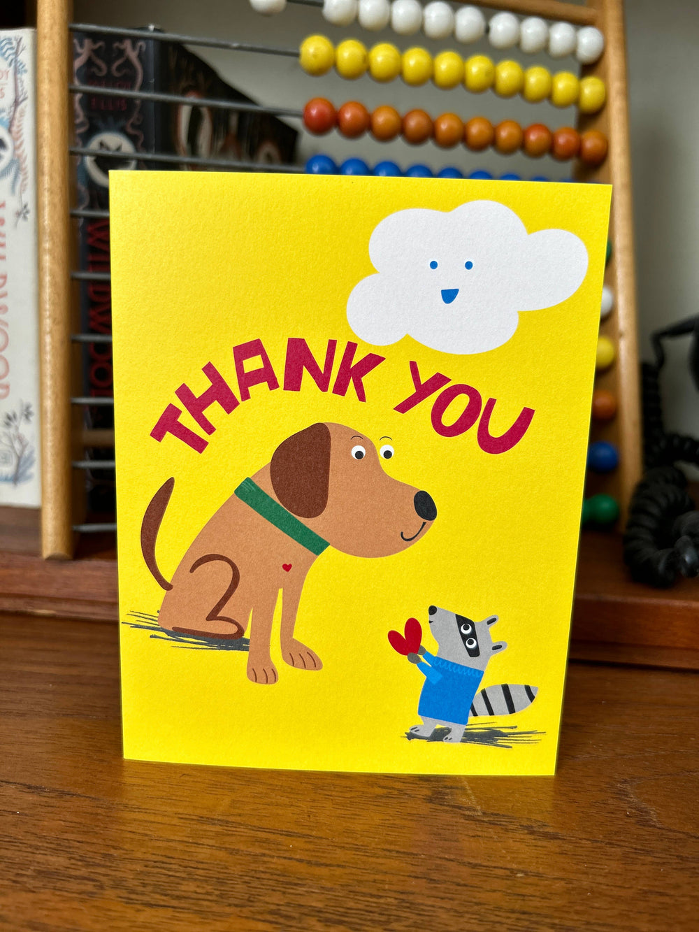 Thank You Dog and Racoon Greeting Card