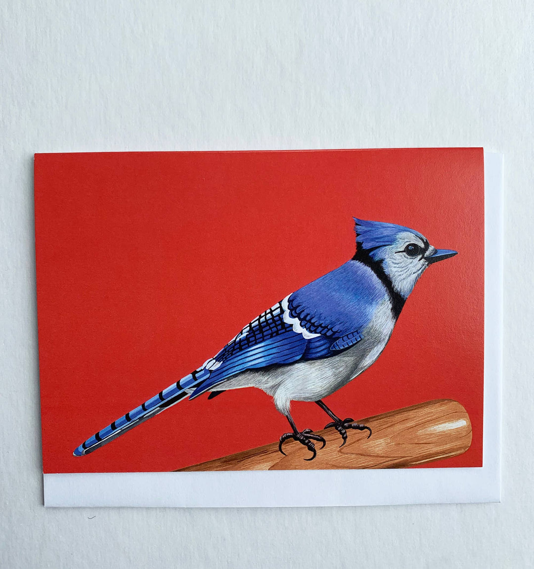 Blue Jay Bird on Baseball Bat Greeting Card