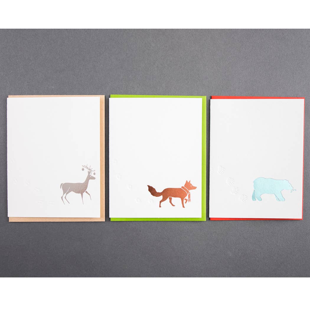 Snow Tracks Bear Card: Single Card