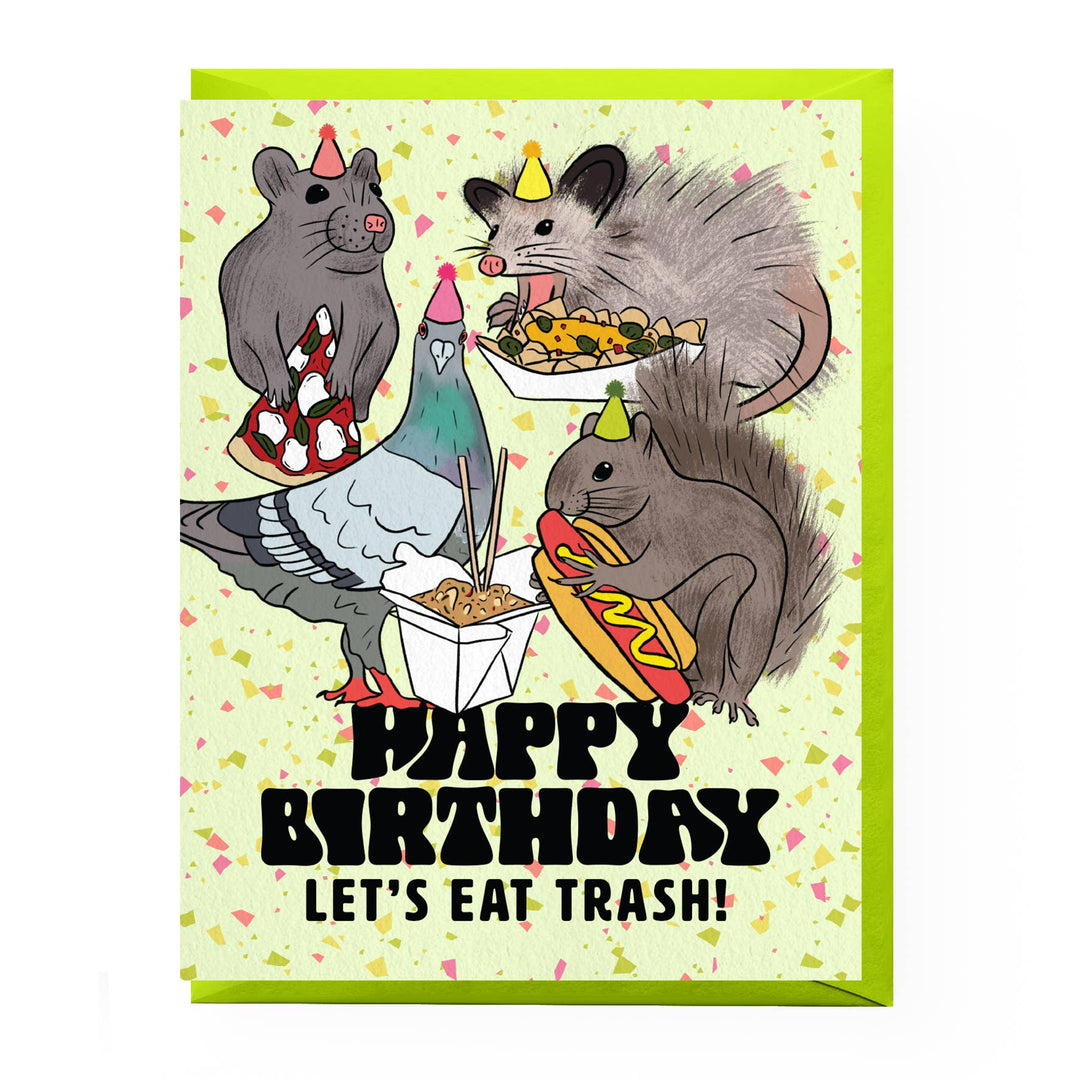 Trash Animals Birthday Card: Clear sleeve