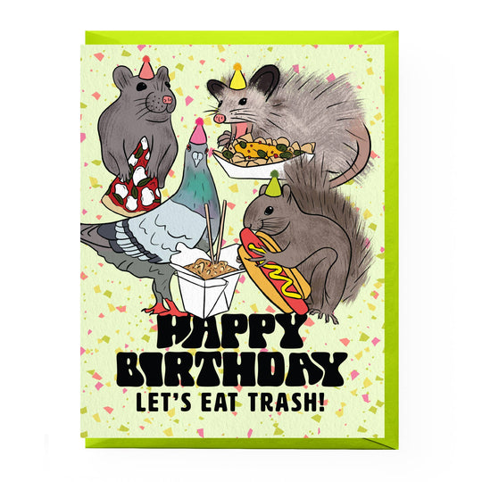 Trash Animals Birthday Card: Clear sleeve