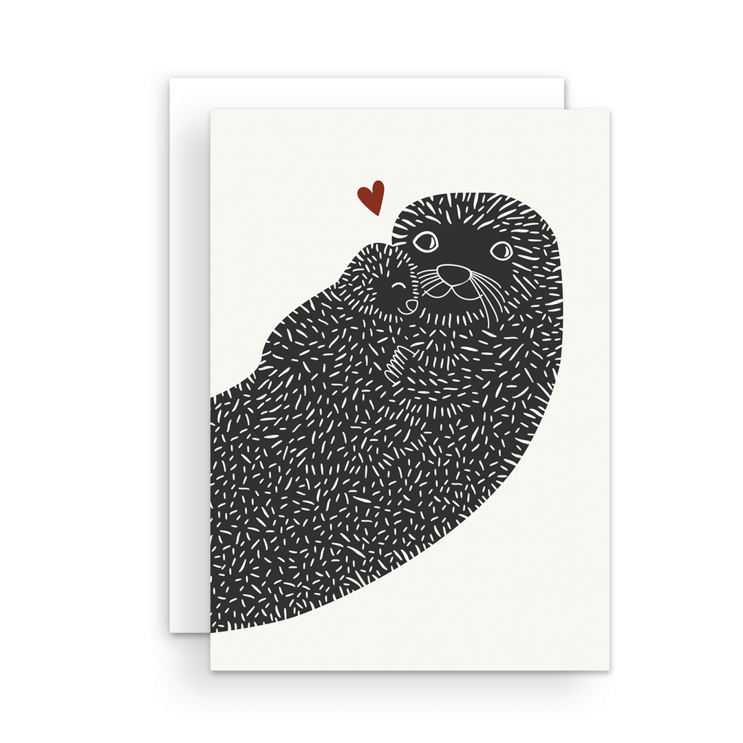 Sea Otter + Baby Heart Greeting Card