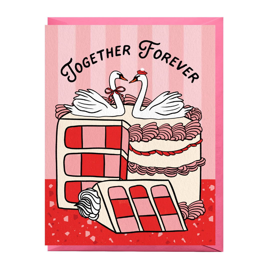 Swan Cake Wedding &amp; Anniversary Card: Clear sleeve