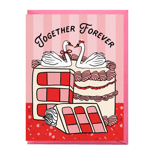 Swan Cake Wedding &amp; Anniversary Card: Clear sleeve