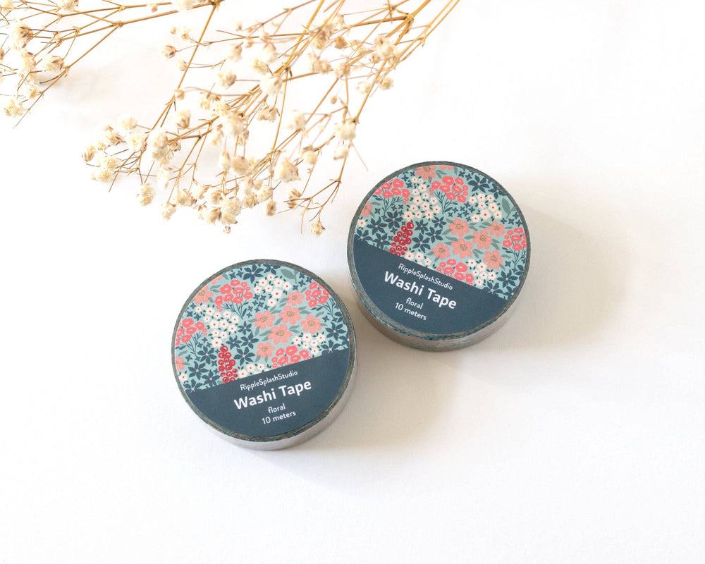 Teal Garden Floral Washi Tape