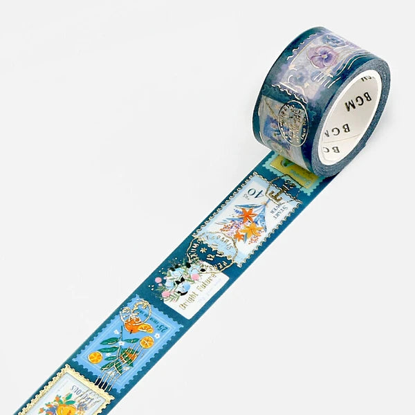 BGM Washi Tape Post Office/Plant Blue