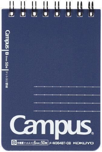 Kokuyo Campus Spiral Notepad - A7 Lined Navy Blue