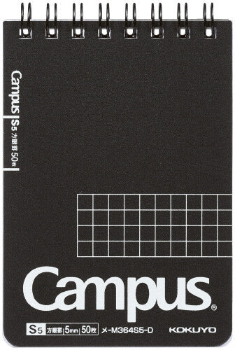 Kokuyo Campus Spiral Notepad - A7 Grid Black