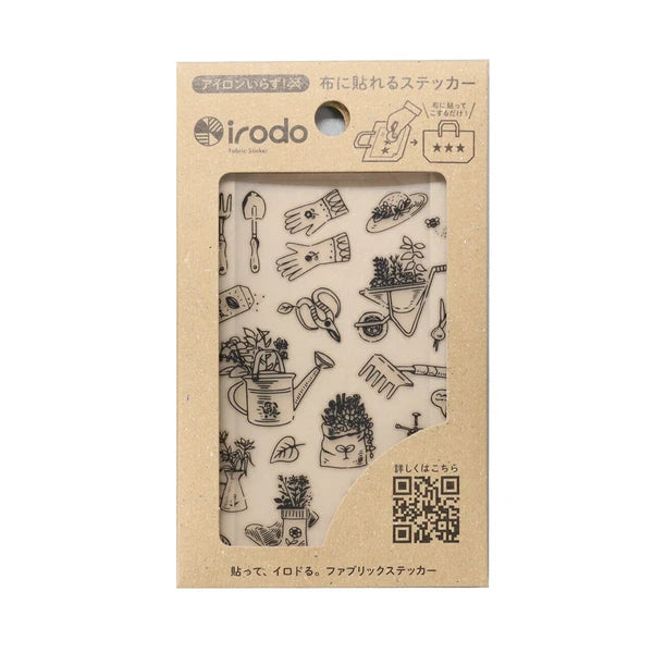 Irodo Washi Tape Ironless Fabric Sticker - Garden Black