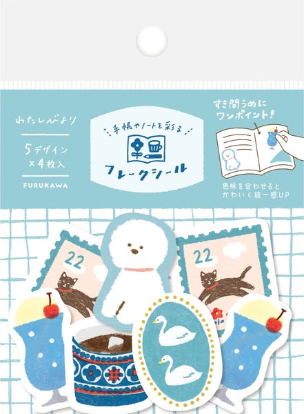 Furukawa Shiko Decoration Watashi-biyori Washi Flake Sticker - Blue