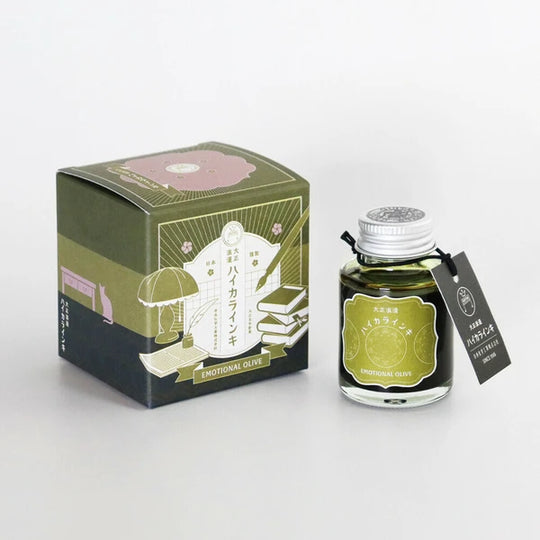 Teranishi Fountain Pen Taisho Roman Haikara Ink - Emotional Olive