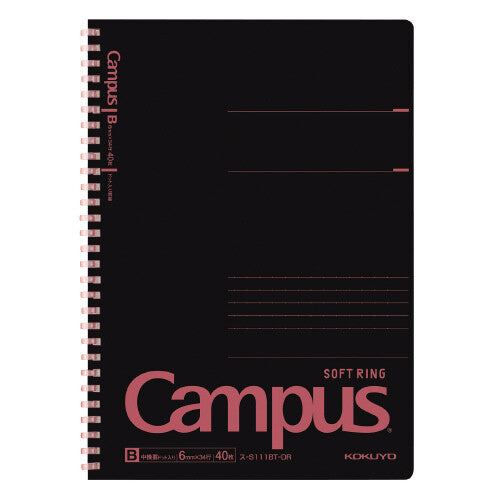 Kokuyo Campus Soft Ring Notebook - B5 Lined Black Red