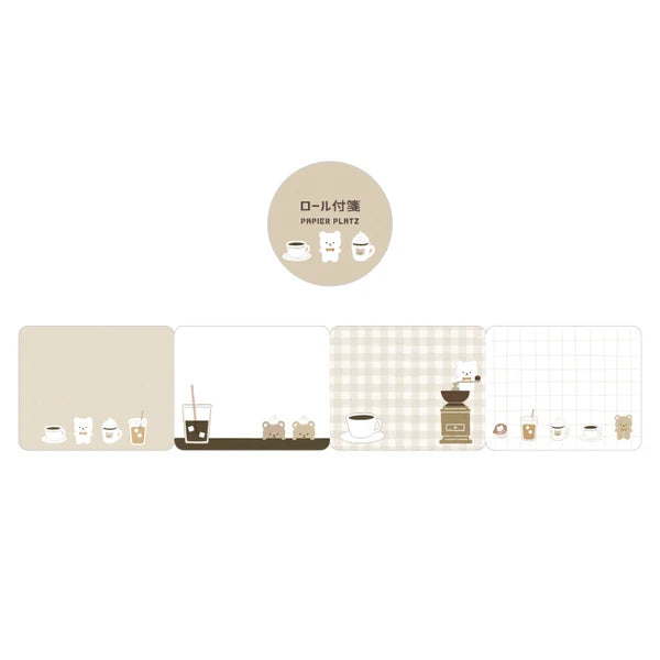 Papier Platz Rolled Sticky Note - Bear Cafe