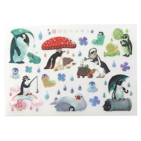 Irodo Fabric Transfer Stickers - Rainy Day Penguin