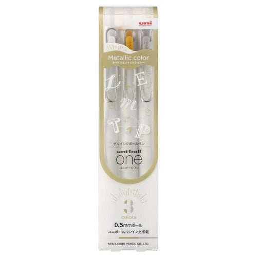 Mitsubishi Uniball One Creative Color 0.5mm Ballpoint Pen - White Gold Silver