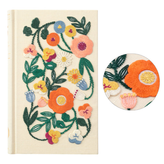 5-Year Diary Embroidery Flower Beige