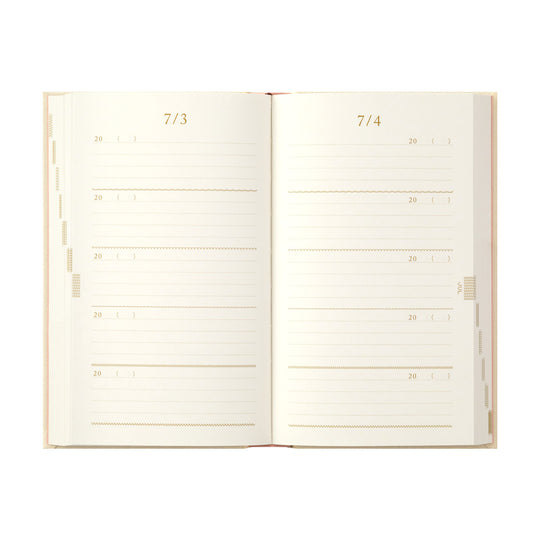 5-Year Diary Embroidery Flower Beige