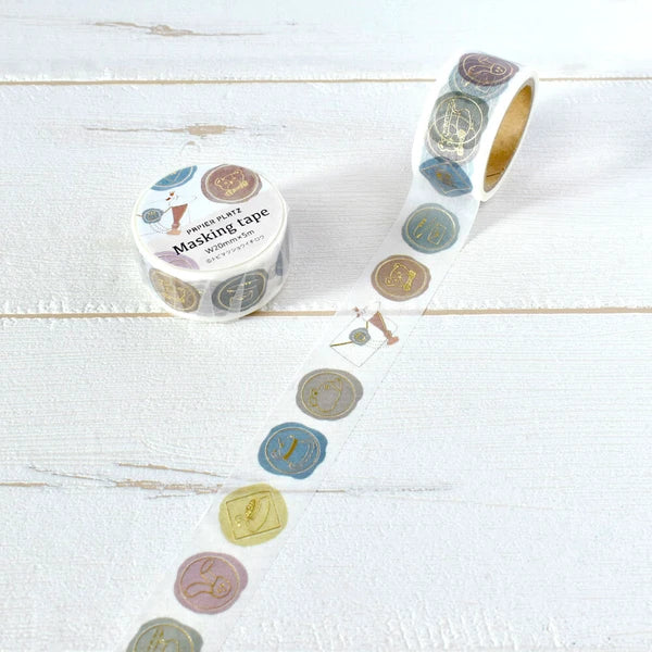 Papier Platz Shochirou Tobimatsu Washi Tape Gold Flake Infused - Glittering Sealing Stamp