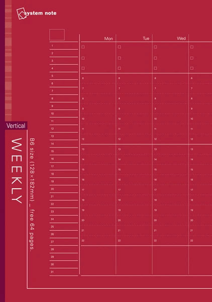 Raymay Fuji B6 Weekly Schedule Notebook - Red